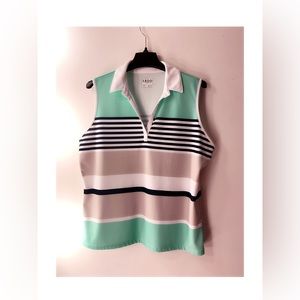 IZOD Women’s Sleeveless Golf Polo Colorblock top shirt, Size XL
